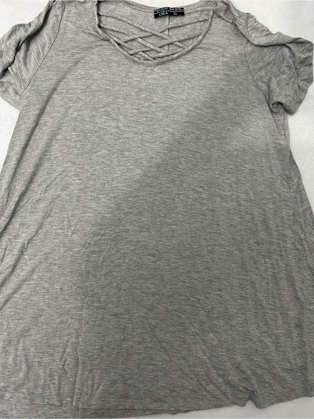 Crisscross Back Short-Sleeve Tunic - Light Gray
